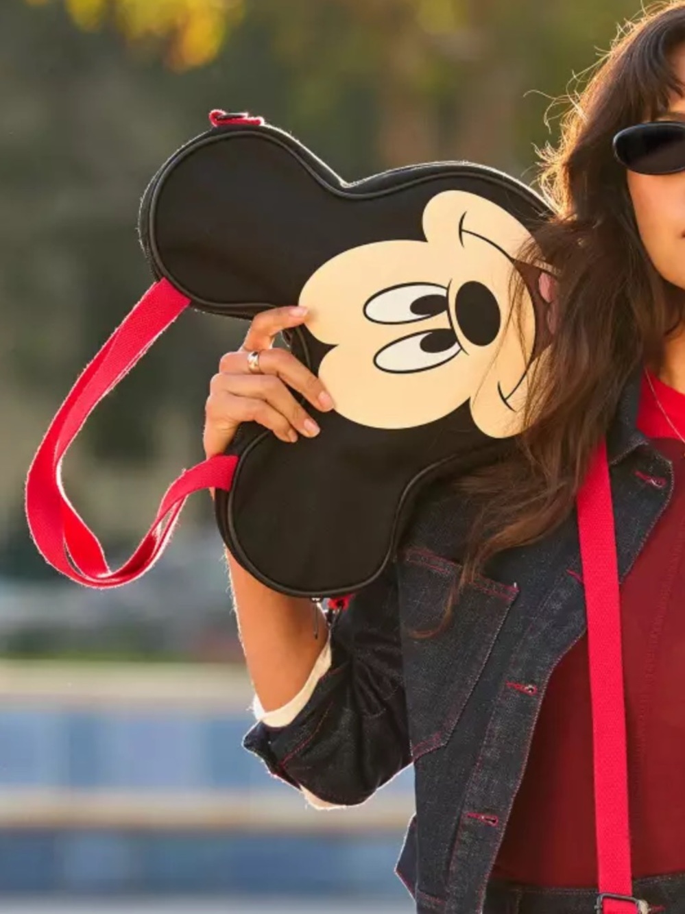 Mickey Mouse Face Crossbody Bags - Black with Red Accents